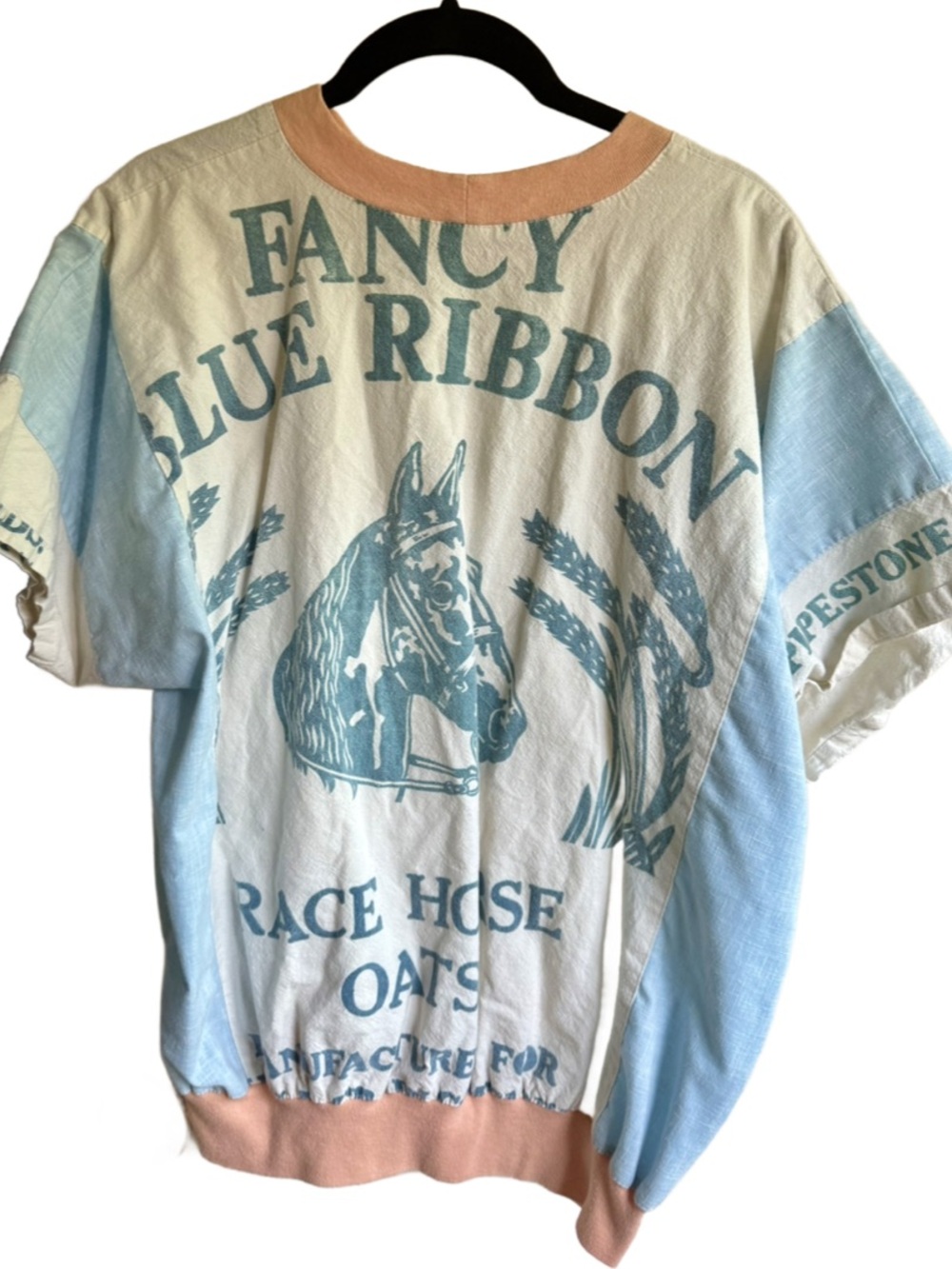 Vintage Reconstructed Feedsack Cotton Oversize Shirt S/M